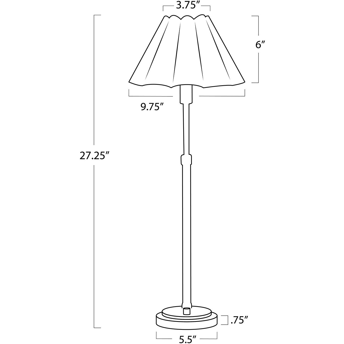 Polly 27.25 inch 60.00 watt Natural Brass Buffet Lamp Portable Light in White Scalloped Shade